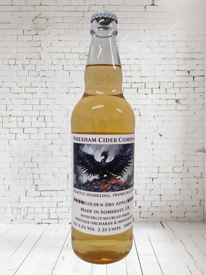 12 x 500ml Bottles of Wrexham Cider Company Golden Dry Apple for wholesale by Wrexham Cider Company