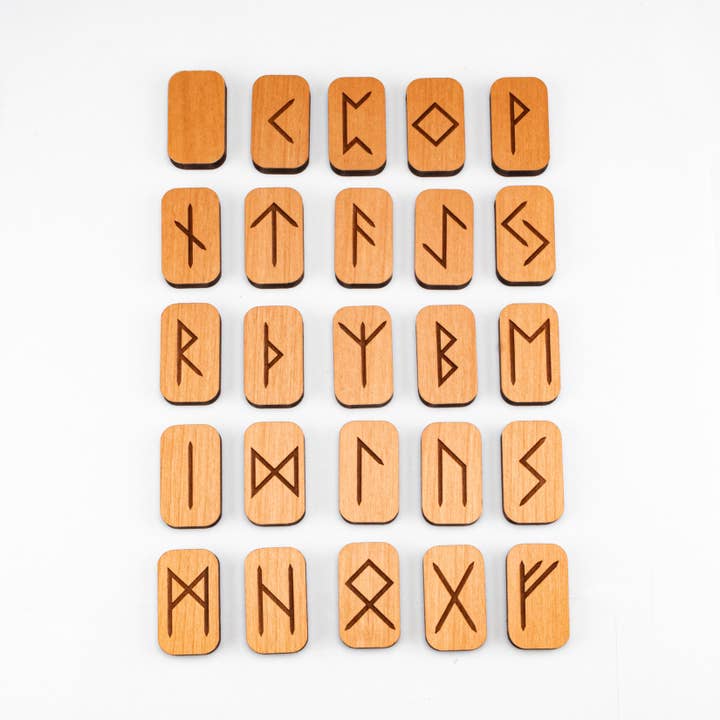 Woodland Woodworx - Wholesale Meditation Supplies - Elder Futhark Rune Set, Solid Engraved Alder Wood3
