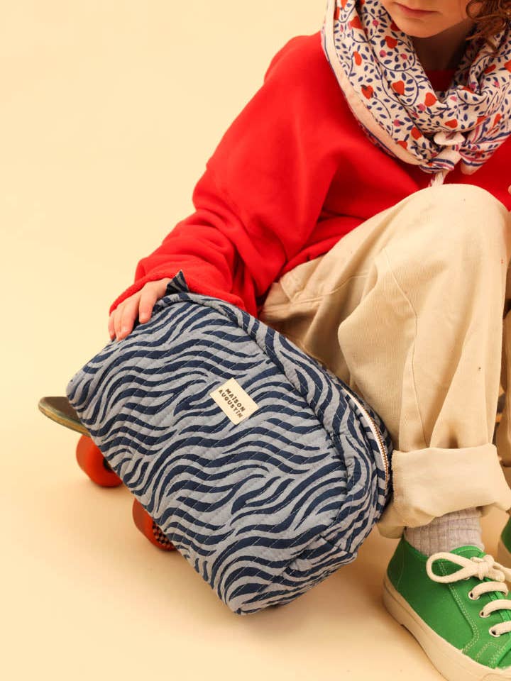 Indigo Zebra Toiletry Bag for wholesale by Maison Augustin