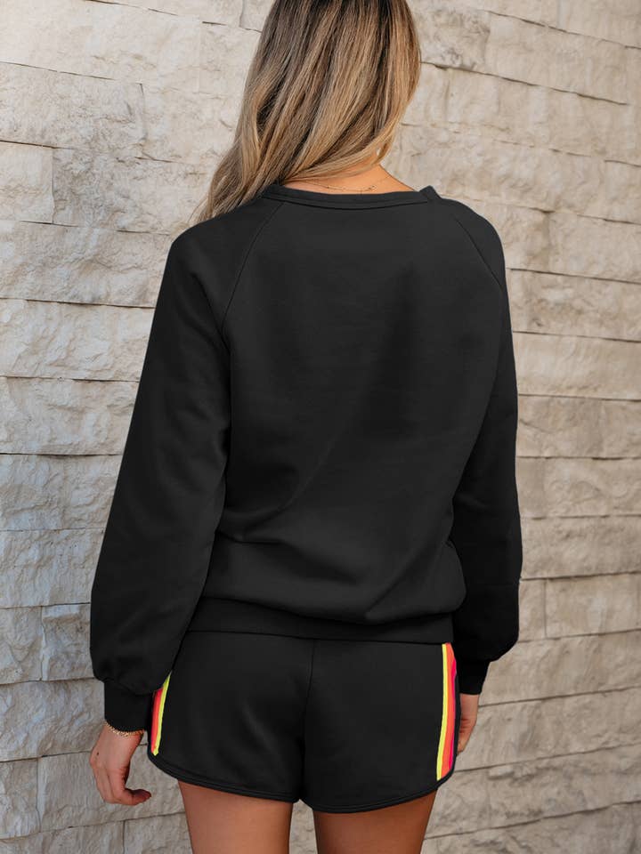 Babs + Birdie - Wholesale Lounge Set - Women's - Kenzie | Stripe Pullover and Shorts Two Piece Casual Set15