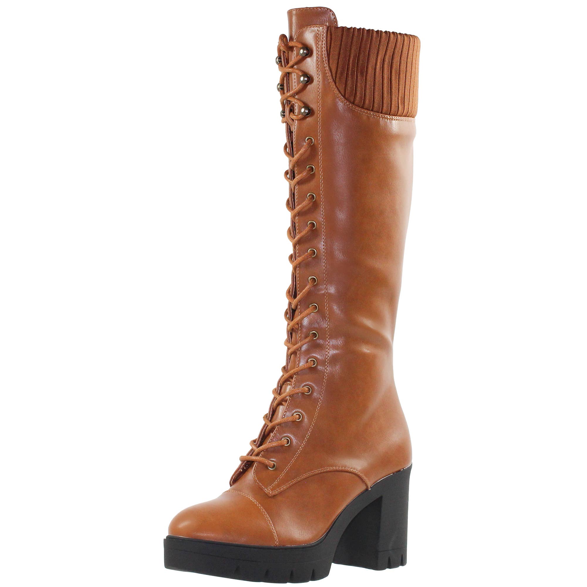 SOBEYO - Wholesale Combat/Military Boots - Women's - Women's Chunky Platform Combat Boots Knit Cuff5