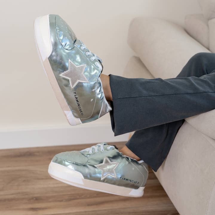 Flamingueo - Vendita all'ingrosso Pantofole - Unisex - Scarpe da casa blu giganti con stelle argentate5