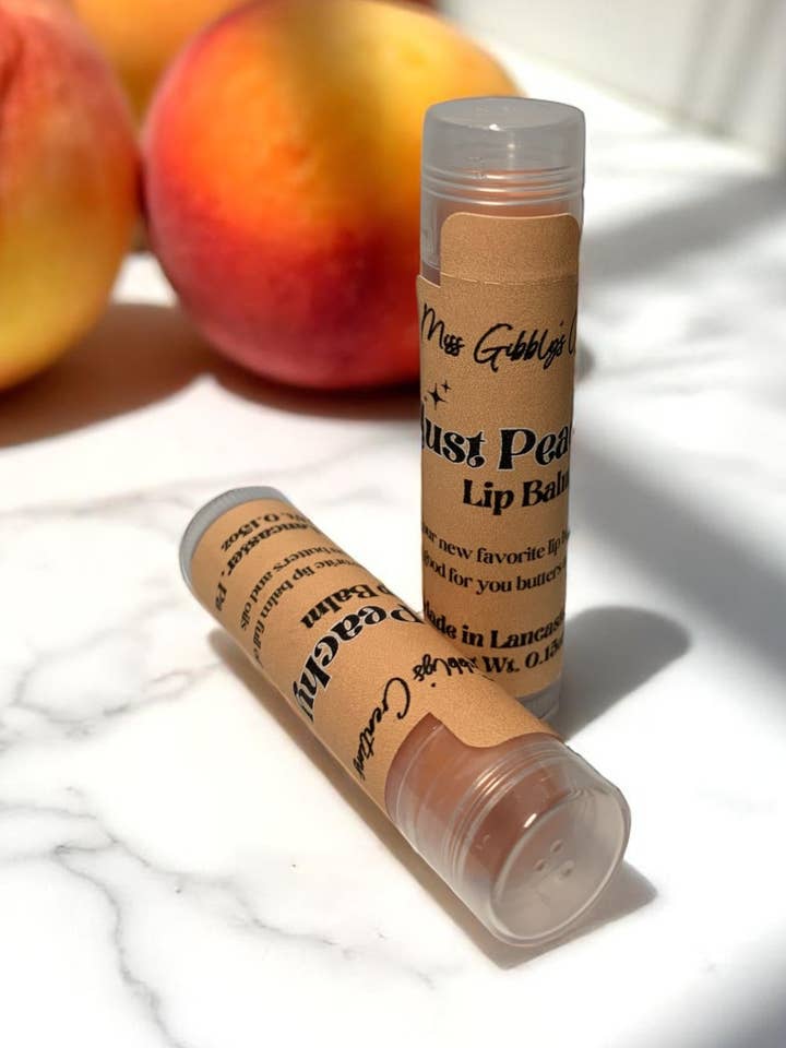 Just Peachy Lip Balm, Trendy Lip Balm, Fruity Lip Balm for wholesale by Miss Gibbly’s Creations