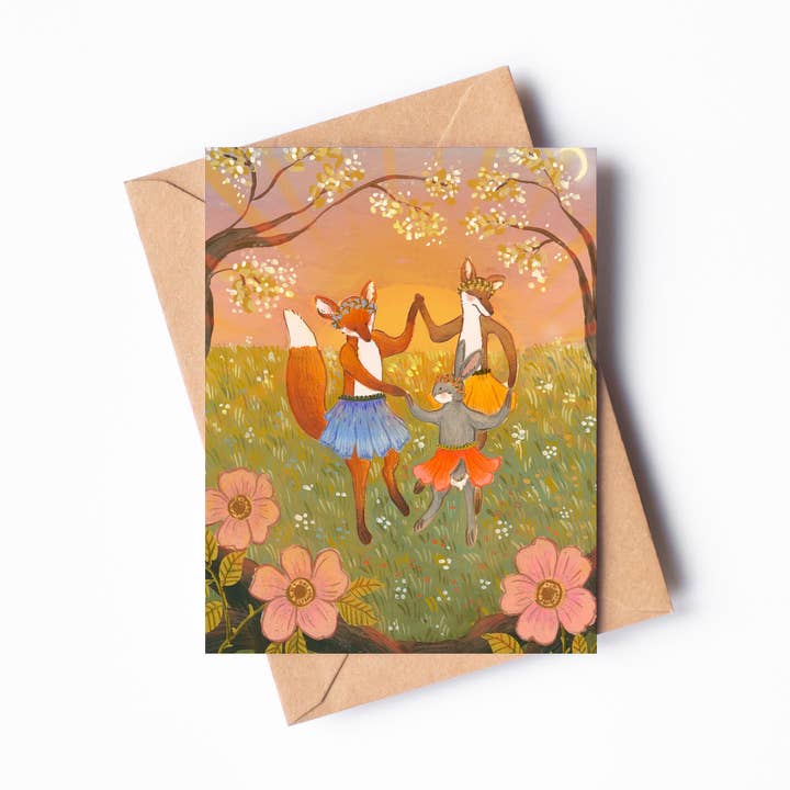 Spring Equinox Single Blank Greeting Card for wholesale by Randi Lynn Reed Illustration
