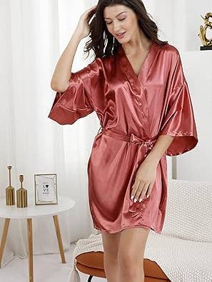 LA Merchandise - Wholesale Robe - Women's - La Merchandise LAB1800 Women's Satin Short Bridal Party Robe33