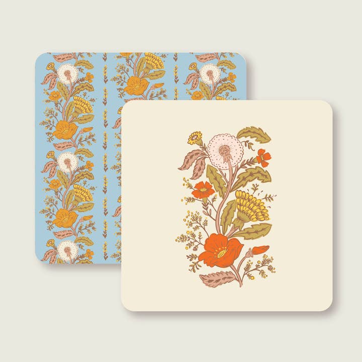 Wildflower Reverie Coaster Set-Double Sided for wholesale by re:mused studio