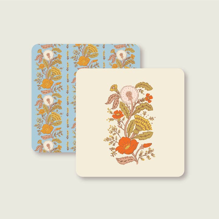 Wildflower Reverie Coaster Set-Double Sided for wholesale by re:mused studio