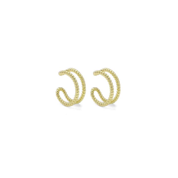 BestBeads&Beyond - Wholesale Cuff/wrap earrings - Gold Double Line Twisted Ear Cuff, Sku#LX3141