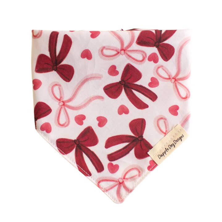 Bandana con Fiocchi Rosa - Bandana per Cani di San Valentino per la vendita all'ingrosso da parte di Dapple Dog Designs