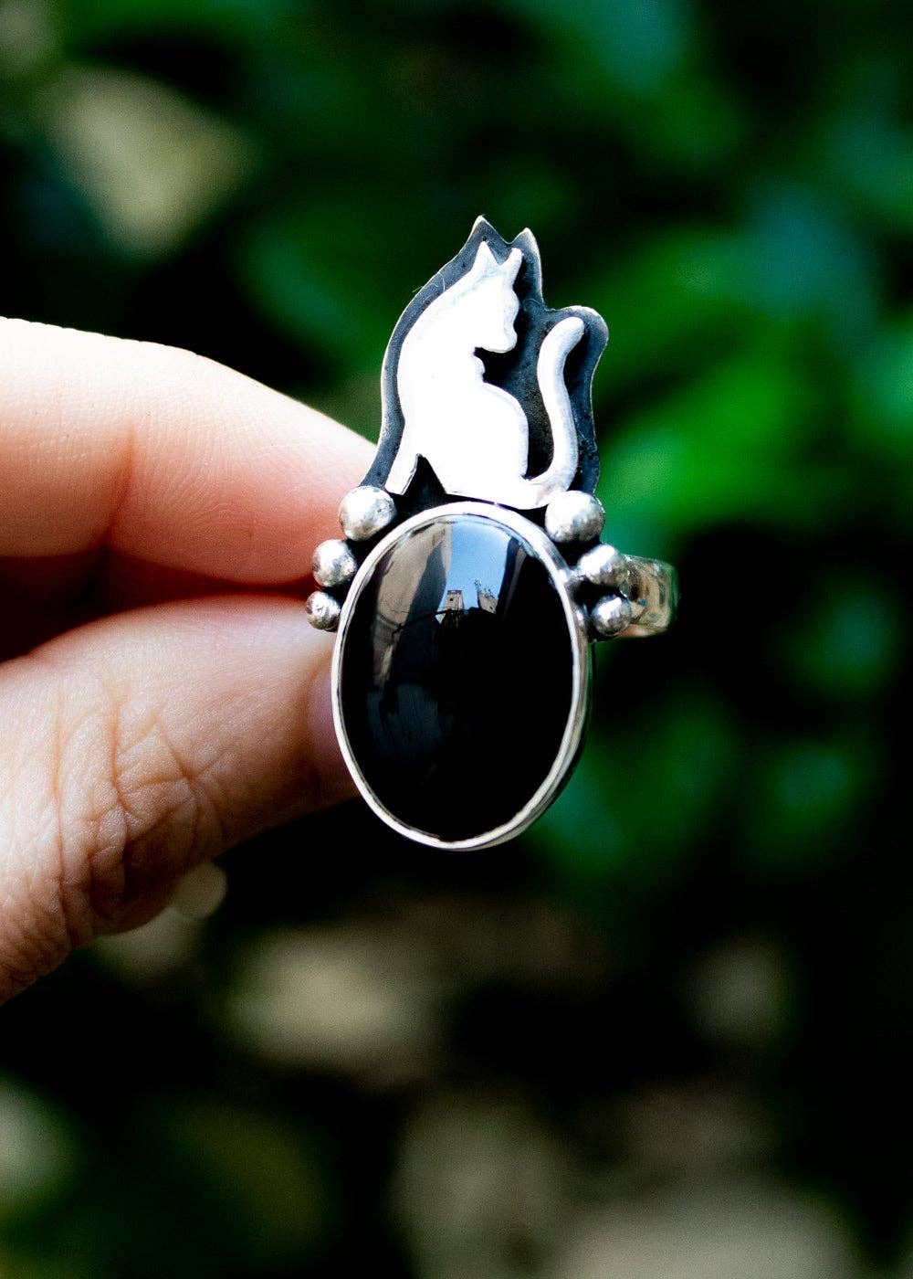 Ambra Jewels - Wholesale Cocktail/Statement Ring - Black Onyx Cat Ring, AR-68611