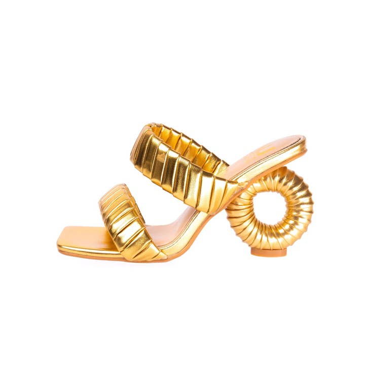 LADY COUTURE - Wholesale High Heels - Women's - Ninety Union ASH Pleaded Straps Donut Heel Slide