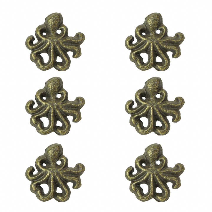 Zeckos - Wholesale Knob/Pull - Rustic Bronze Cast Iron Octopus Drawer Pulls Set of 6