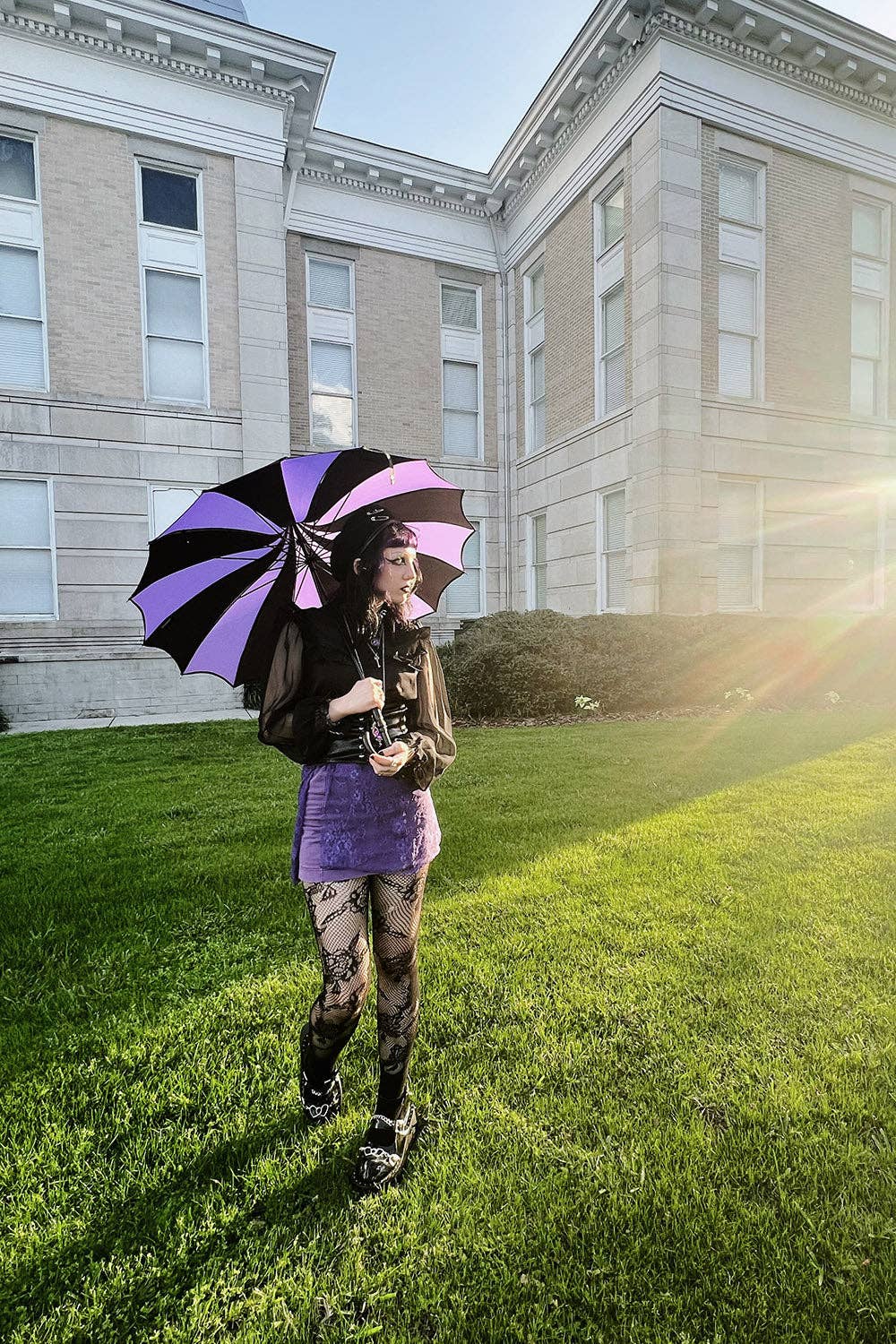 vampirefreaks - Wholesale Umbrella - Unisex - Batwing Pagoda Umbrella [BLACK/LIGHT PURPLE]12