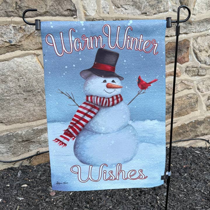 Winter Wishes Garden Flag ON SALE! for wholesale by JanMichaels Art & Home