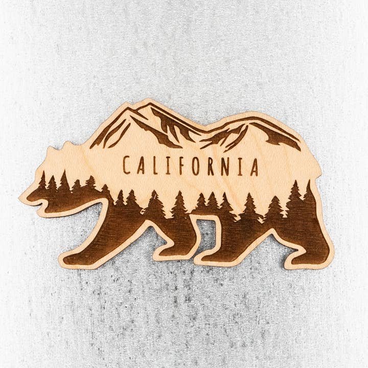 Steamer Lane Design - Wholesale Magnet - California Bear Wood Magnet