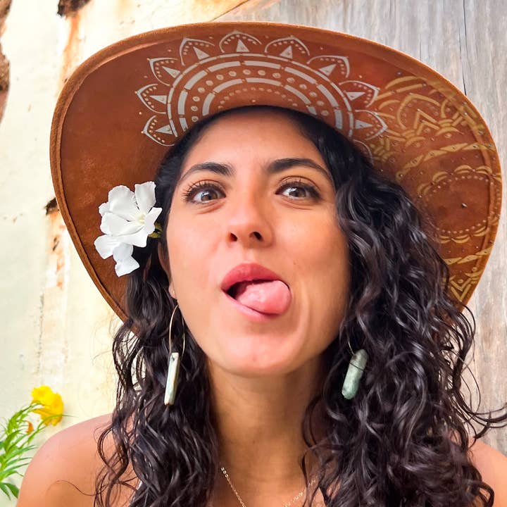 Hand Painted Fedora | Tan Fedora Hat for wholesale by SoFree Creations