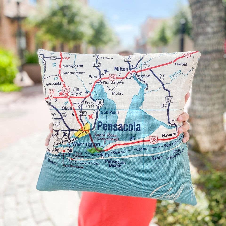 Daisy Mae Designs - Wholesale Throw/Decorative Pillow - Custom Map Pillow Decorative Throw Pillow Choose Any Town20