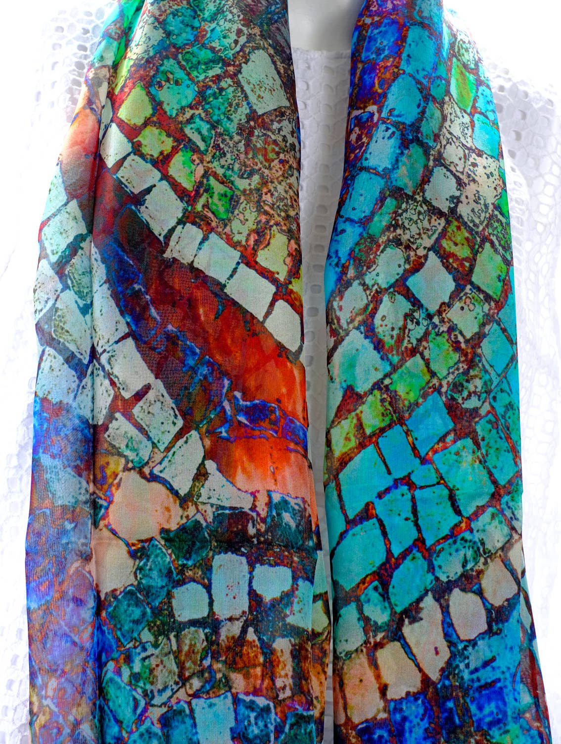 Bluyonda Silk Scarves - Wholesale Scarf - Unisex - Silk Chiffon Scarf "Dolphin" 180cmx65cm.3