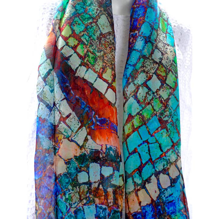 Bluyonda Silk Scarves - Wholesale Scarf - Unisex - Silk Chiffon Scarf "Dolphin" 180cmx65cm.3