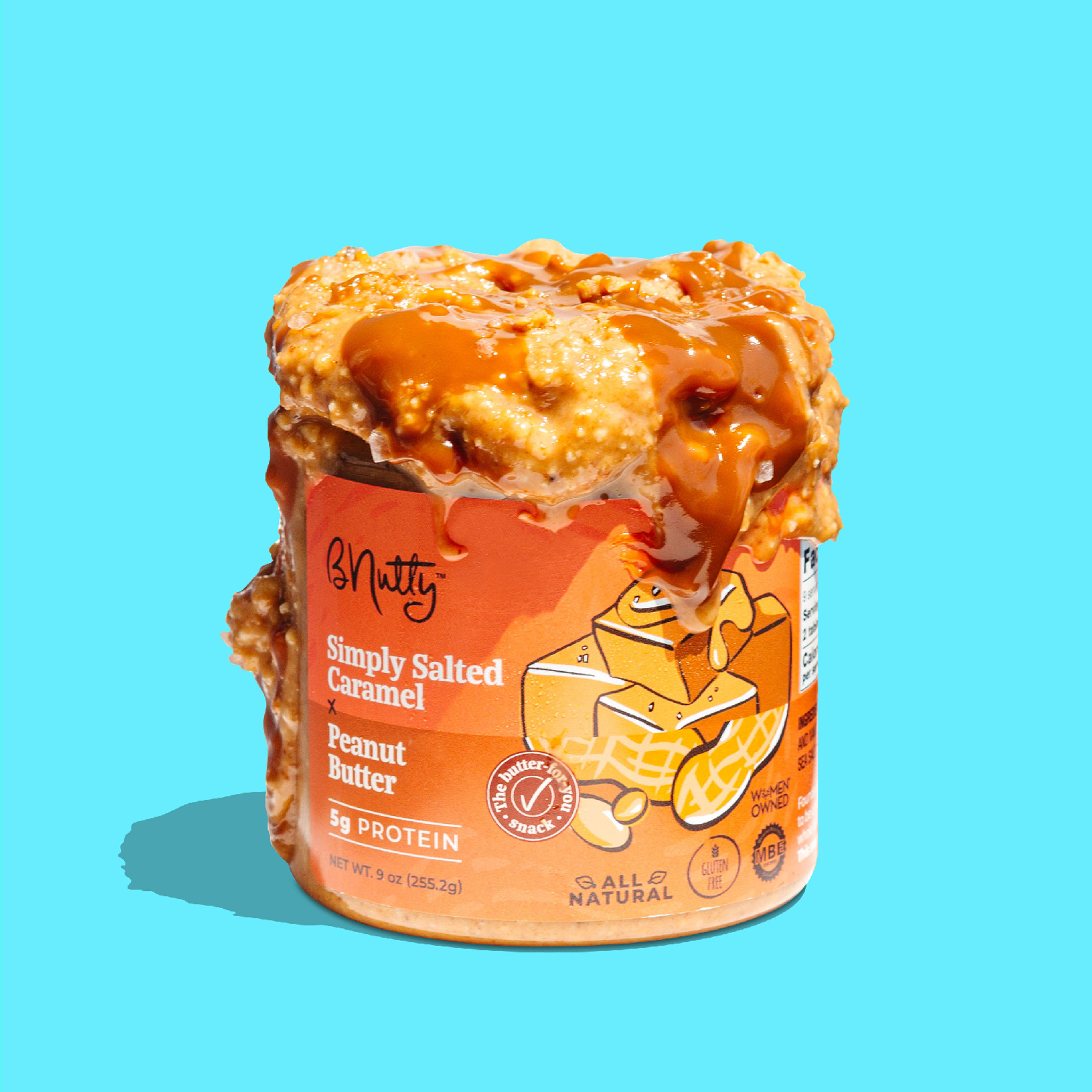 BNutty Peanut Butter - Wholesale Nut Butter - Simply Salted Caramel BNutty Peanut Butter- Case of 6- 9oz1