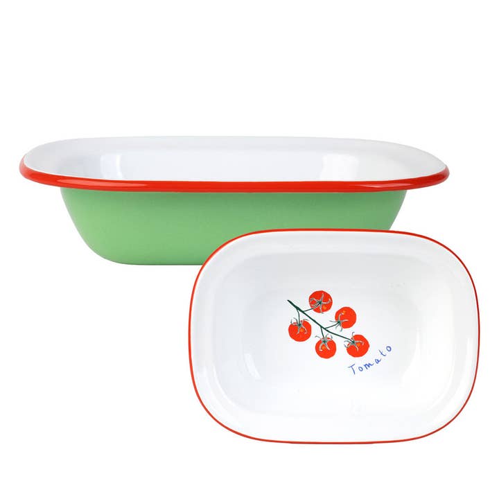 Tomato Green Oven Enamel Dish - 20cm | Kitchenware | for wholesale by Talking Tables UK - Home, Party, Games and Seasonal Decor