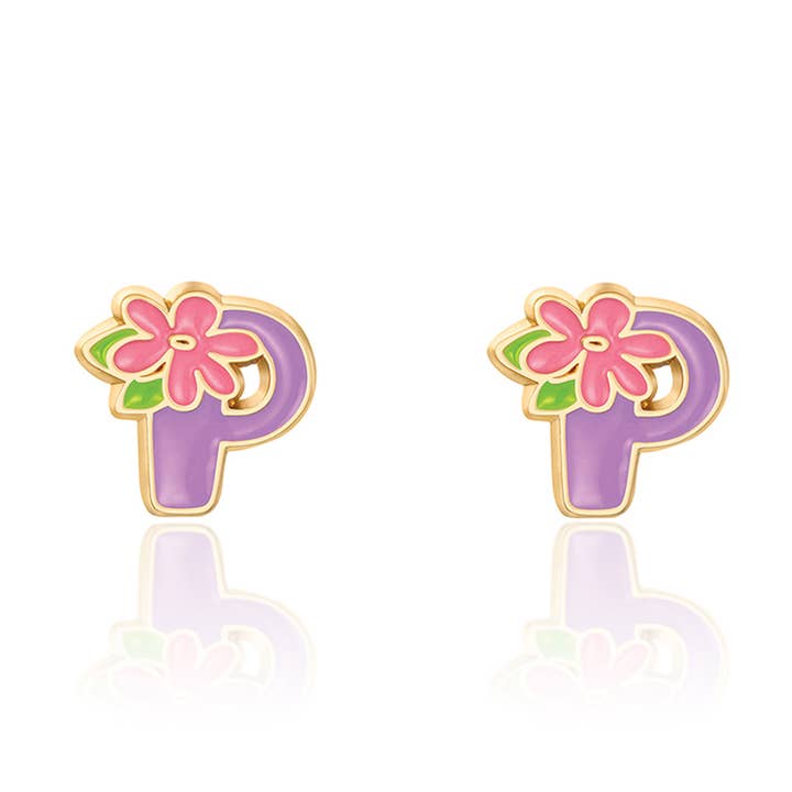Initial Stud Earrings - P | Alphabet | Hypoallergenic
for wholesale by Girl Nation