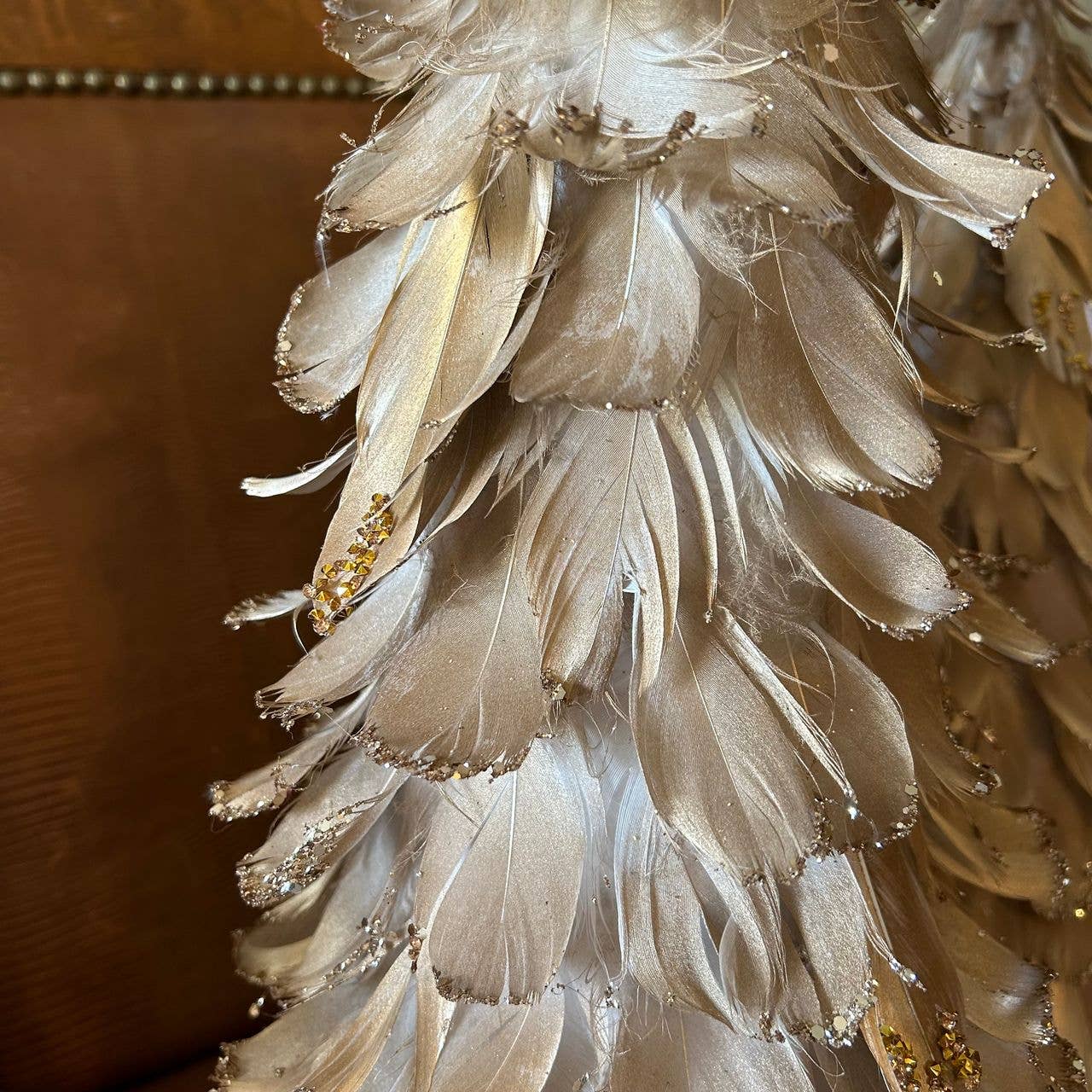 Zucker Feather Products - Wholesale Christmas Decoration - Feathered Metallic Gold Christmas Tree1