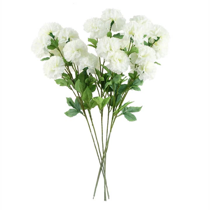 Leaf Design UK LTD - Wholesale Artificial flowers - Pack 6x Artificial Flowers White Carnation Stem1