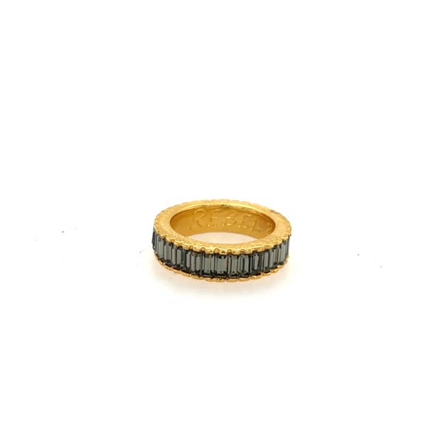Baguette Crystal Band Ring in Gold Finish for wholesale by Rebel Designs Accessories