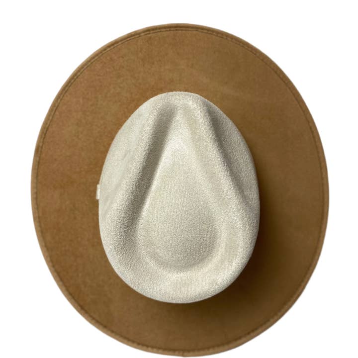Wilder and Soul Wholesale Hats - Wholesale Fedora - Women's - Vegan Suede Rancher Hat - Two Tone - Cappuccino + Ivory0