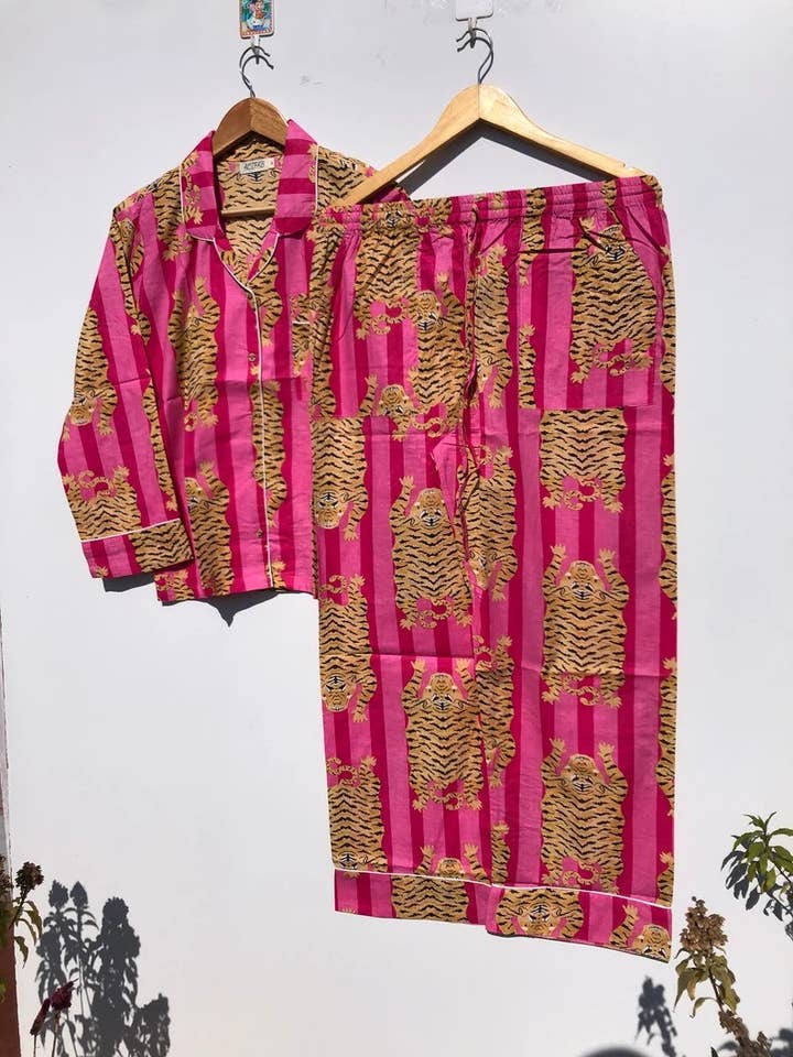 Bridesmaid Tiger Print Pajamas Ladies Night Wear PJ set for wholesale by bhavnas boutique