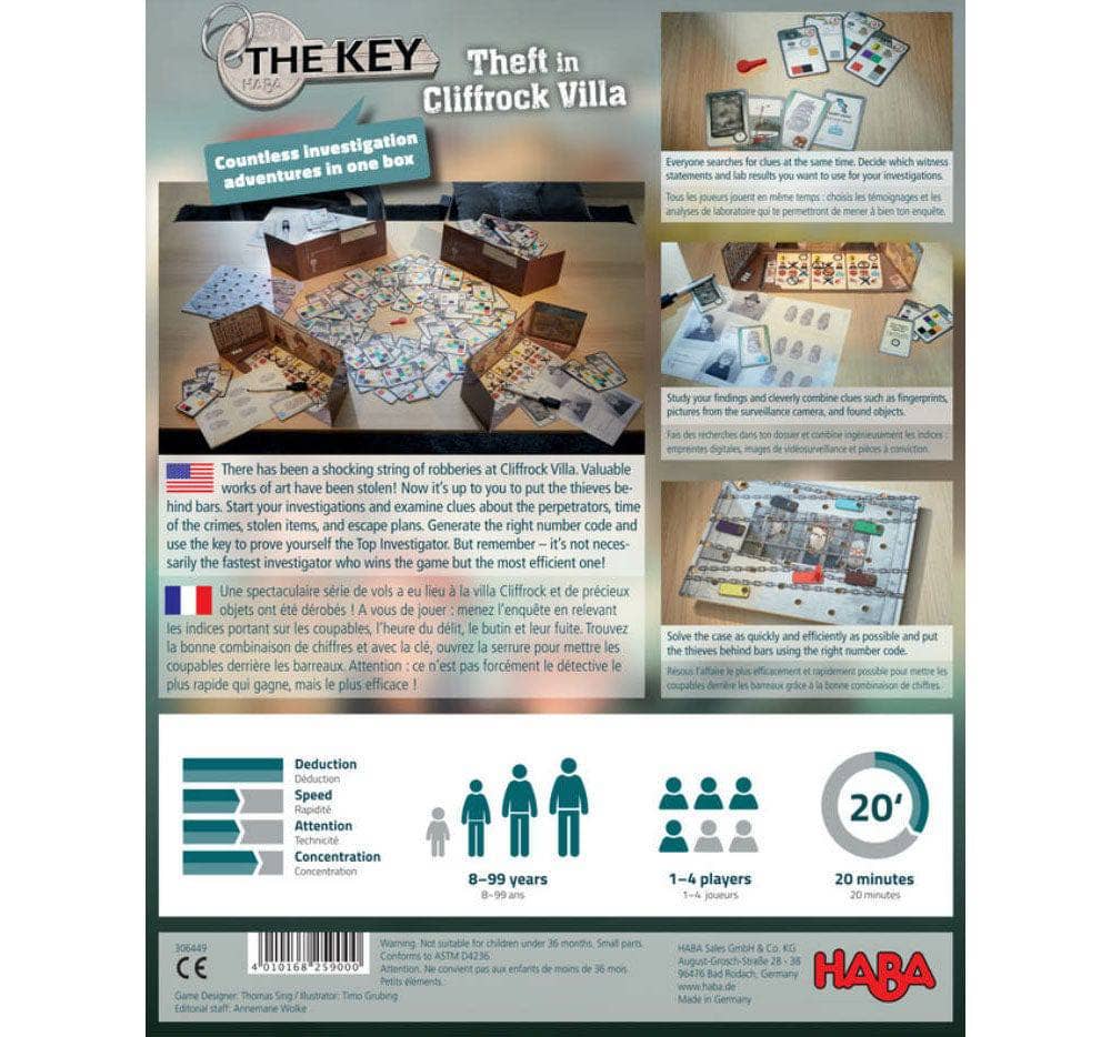 HABA USA - Wholesale Board Game - The Key: Theft at Cliffrock Villa7