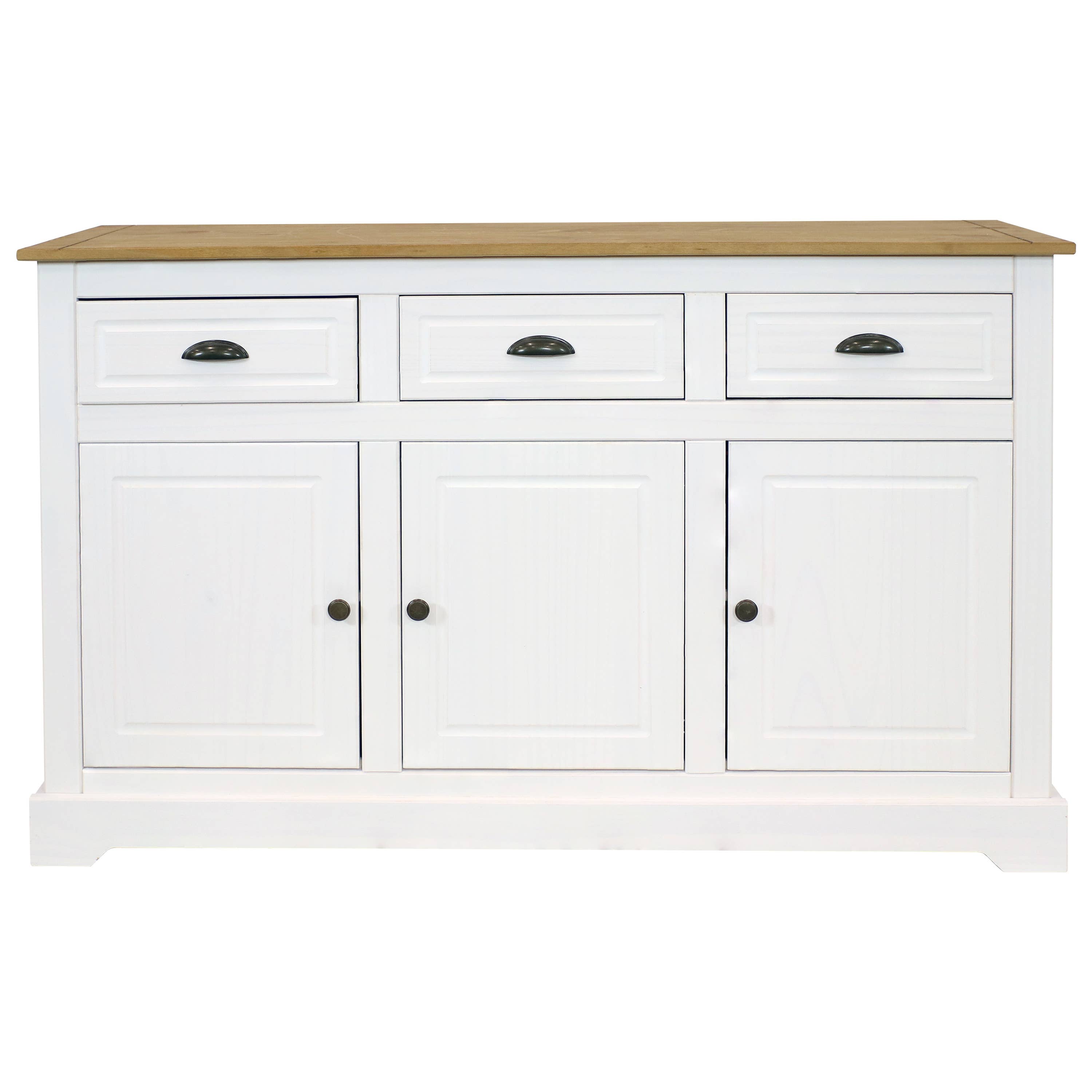 Sunnydaze Decor - Wholesale Sideboard - Solid Pine Sideboard with 3 Drawers and 3 Doors - White10