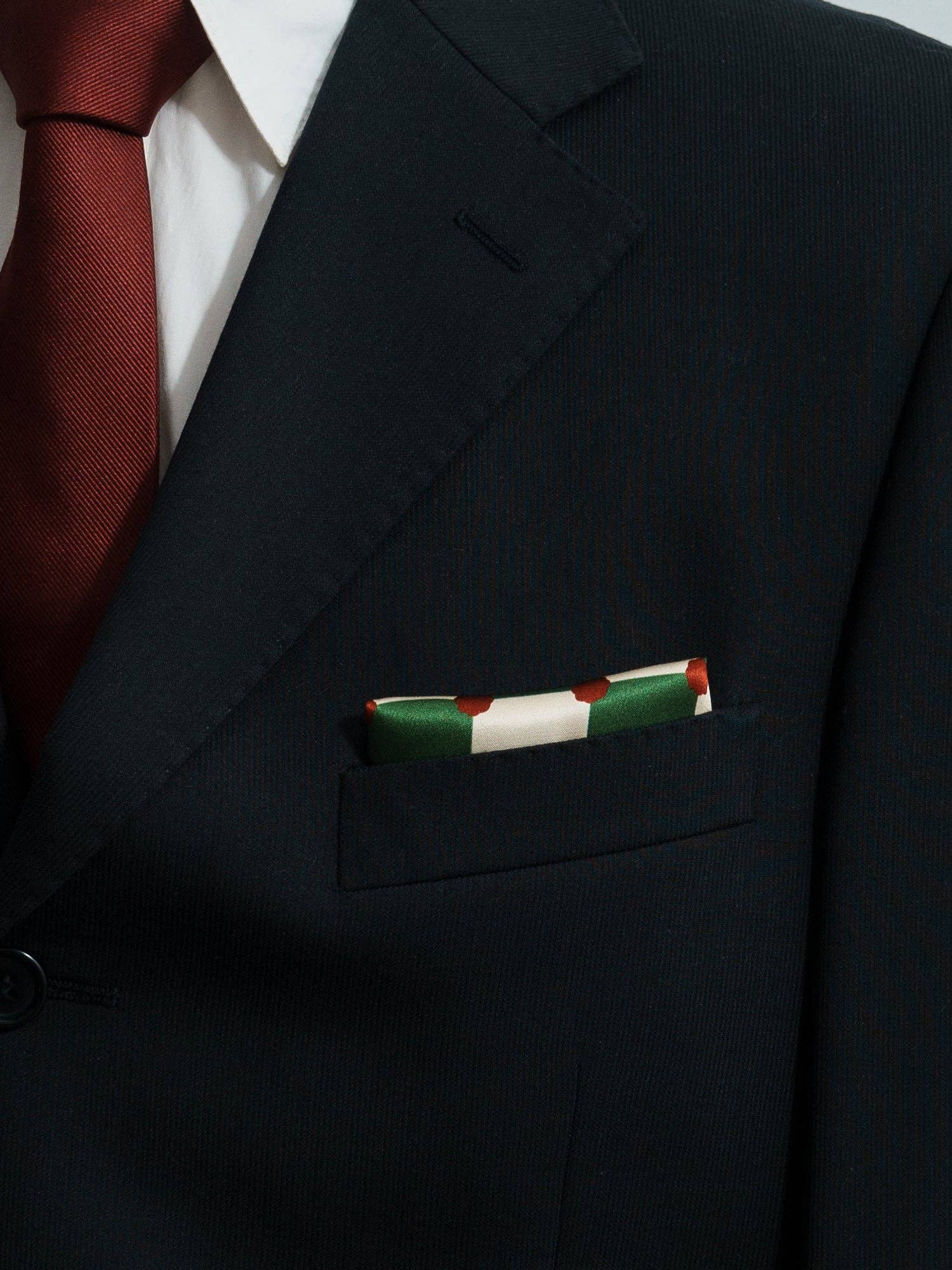 "Checkerboard" Silk Pocket Square - Green for wholesale on Faire3