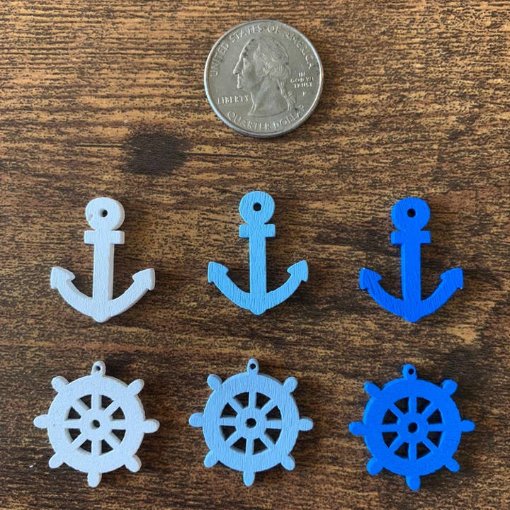 Magnifique Hearts - Venta al por mayor Botones/broches - Botones de madera con temática náutica, mar marino, ancla y barco
