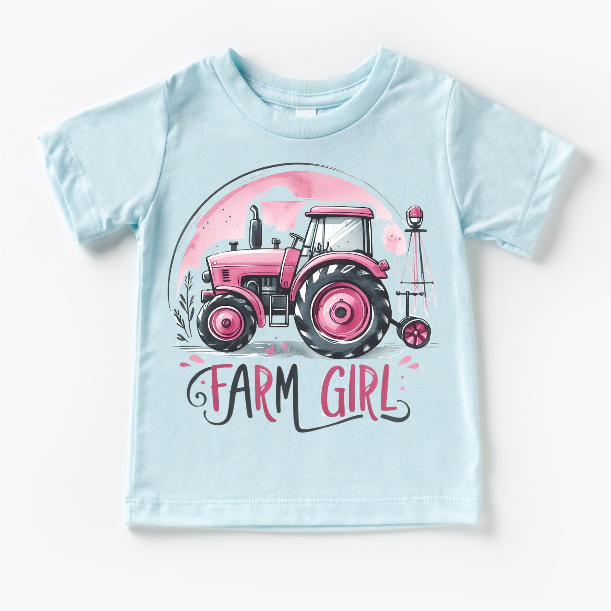 Madi Moosh - Wholesale Screen Printed T-Shirt - Kids - Farm Girl Pink Tractor Shirt - Girls Tractor Shirt5