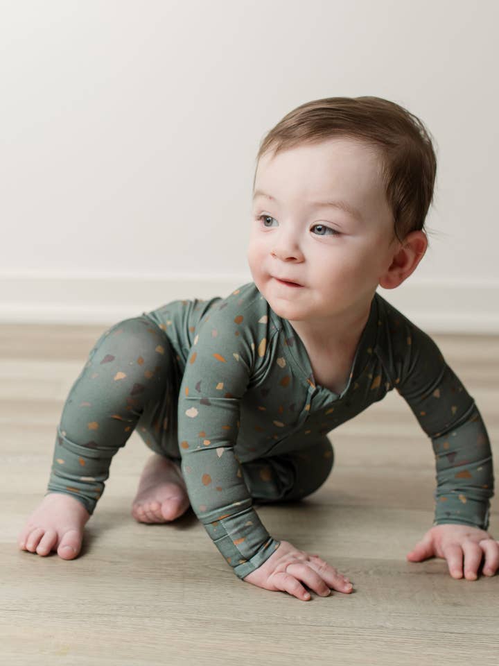 Moon Fruit Jammies – wholesale Sleepsuit – Baby – Bamboo Baby Pajamas Zip Up Sleeper - Space Junk Juniper