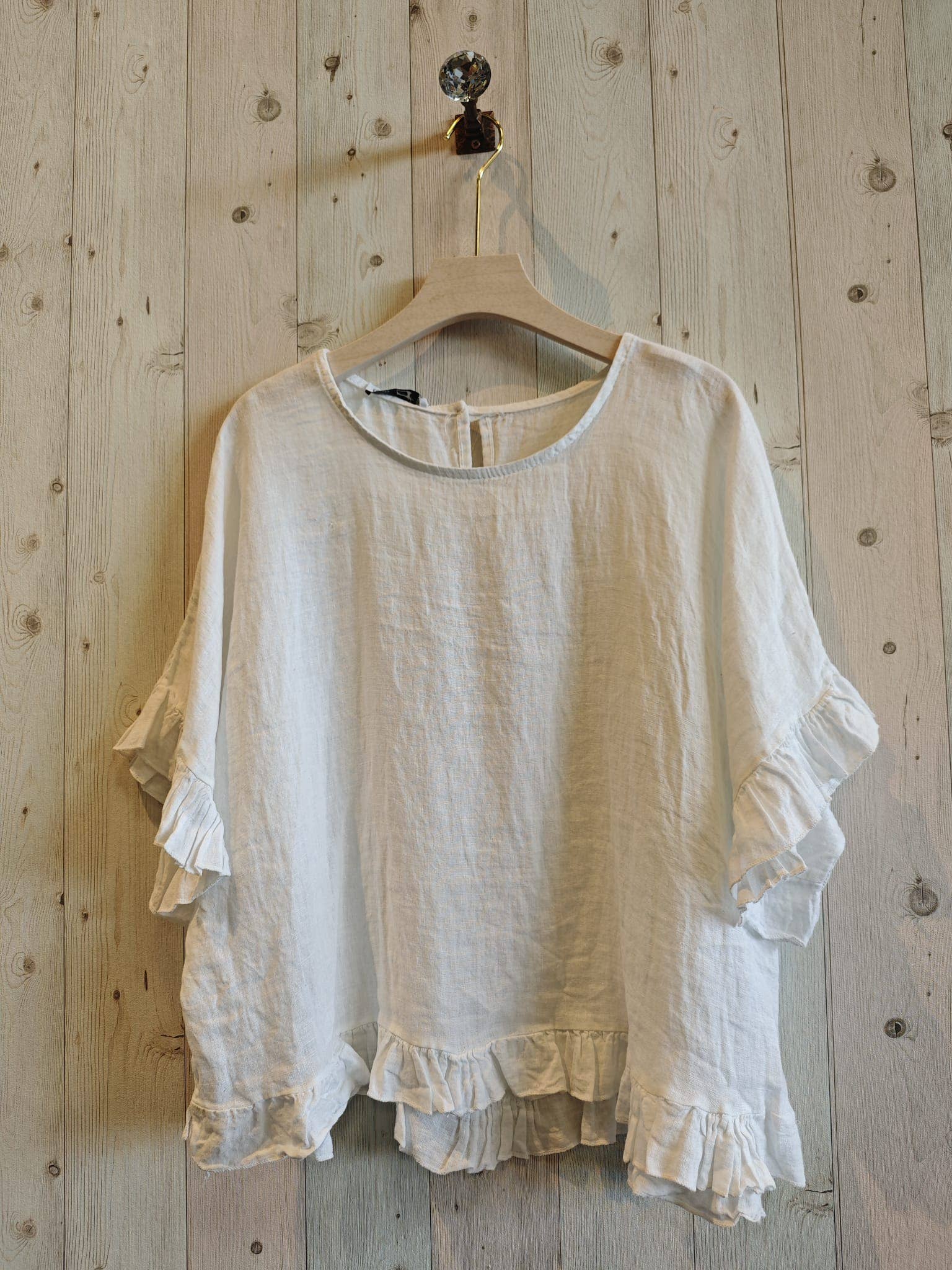 Linen & More - Vente Chemisier – femme - Blouse à volants 100 % lin - réf 1074020