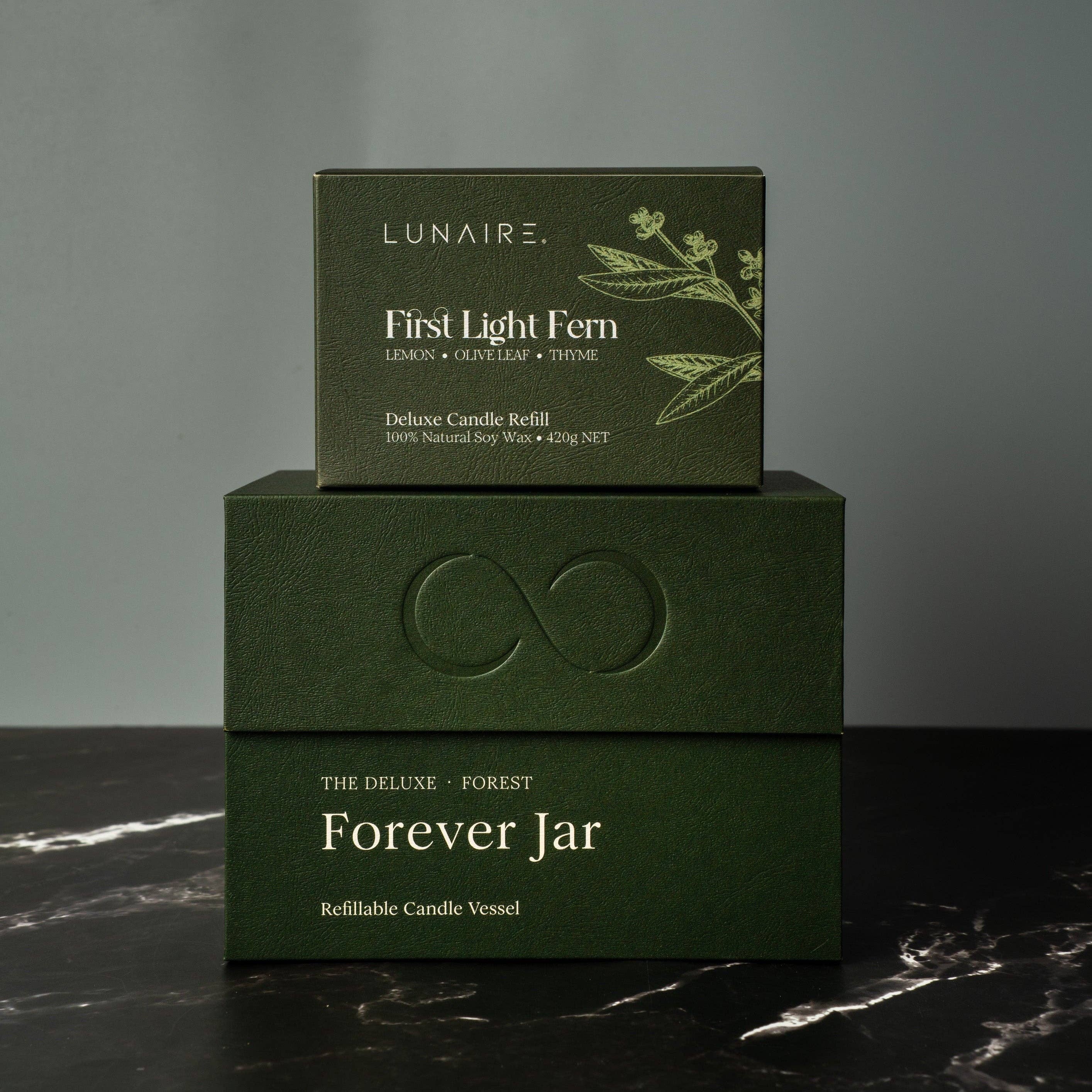 Lunaire - Wholesale Jar/Filled Candle - Forest Jar + First Light Fern Pod1