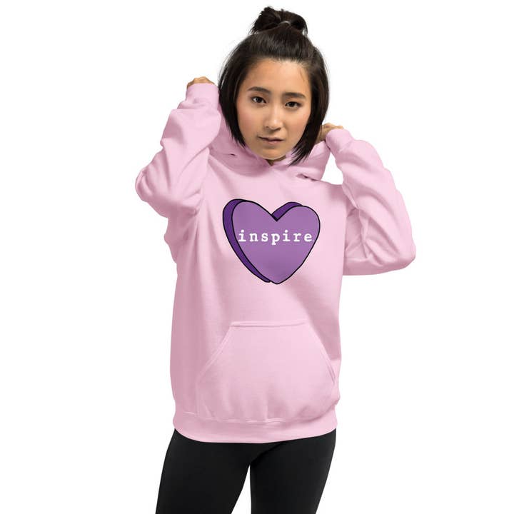 Inspire Purple Candy Heart Unisex Hoodie for wholesale by inspire