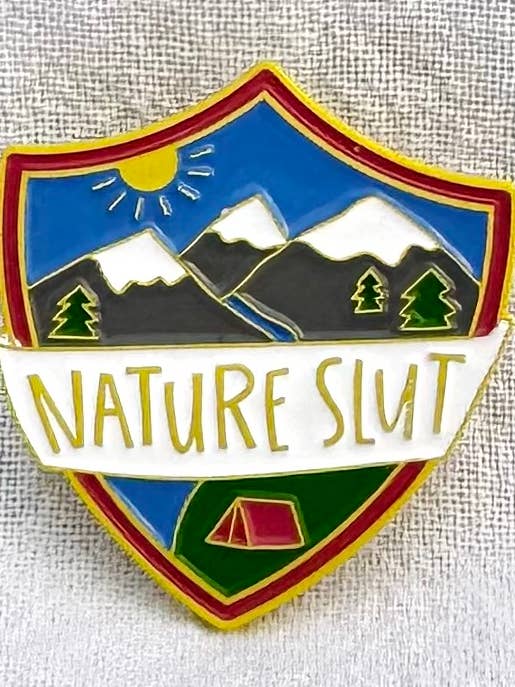 Nature slut 1.5" soft enamel pin for wholesale by Anna Parade