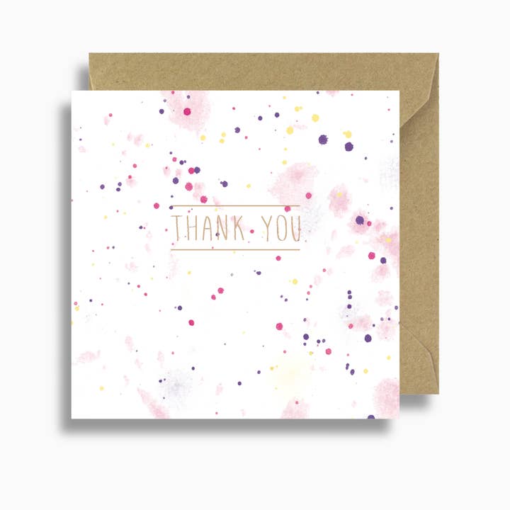 Akvarell Splash Tack Card - Rosa och lila för wholesale av Lizzie Chancellor