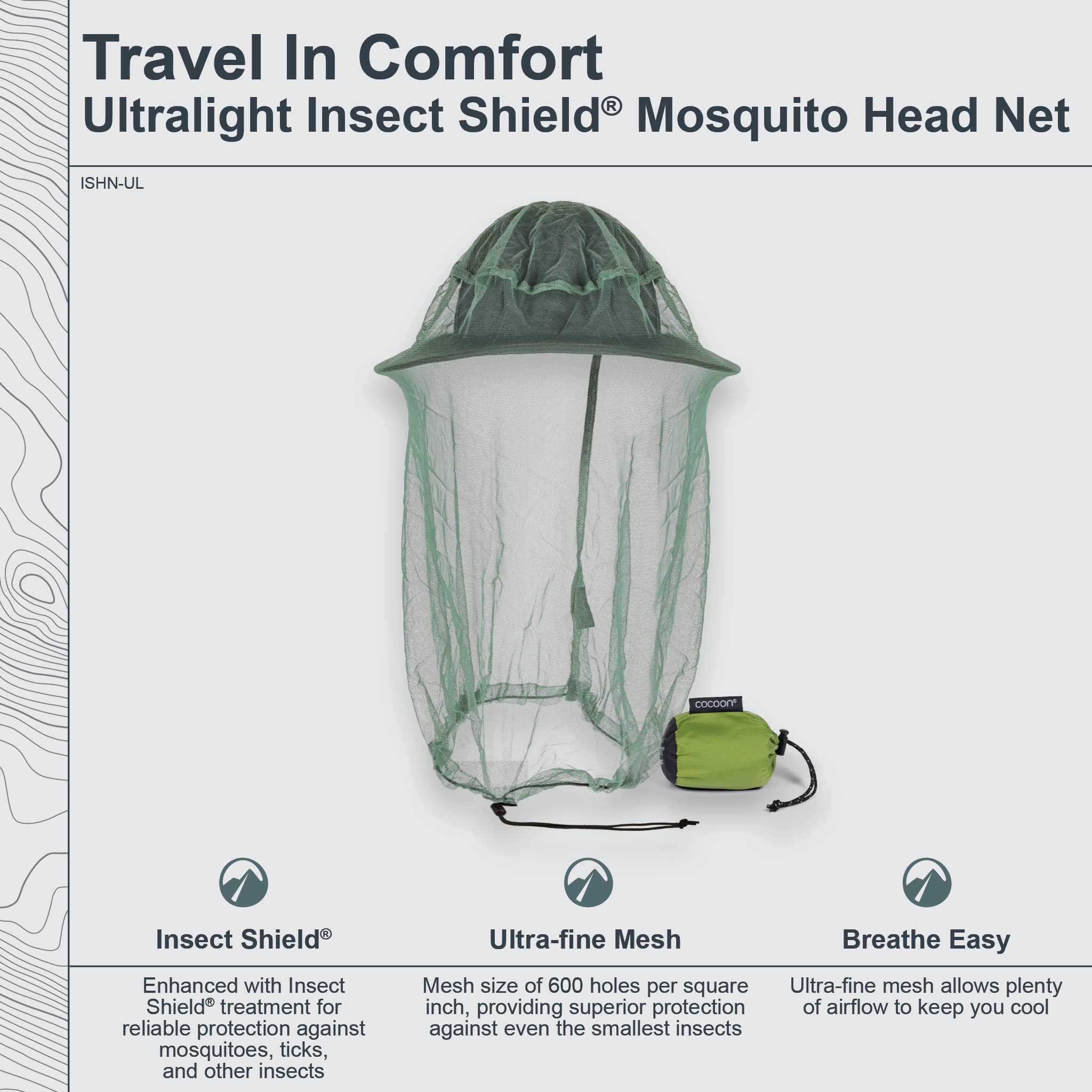 Silt Green Insect Shield® Mosquito Head Net Ultralight for wholesale on Faire2