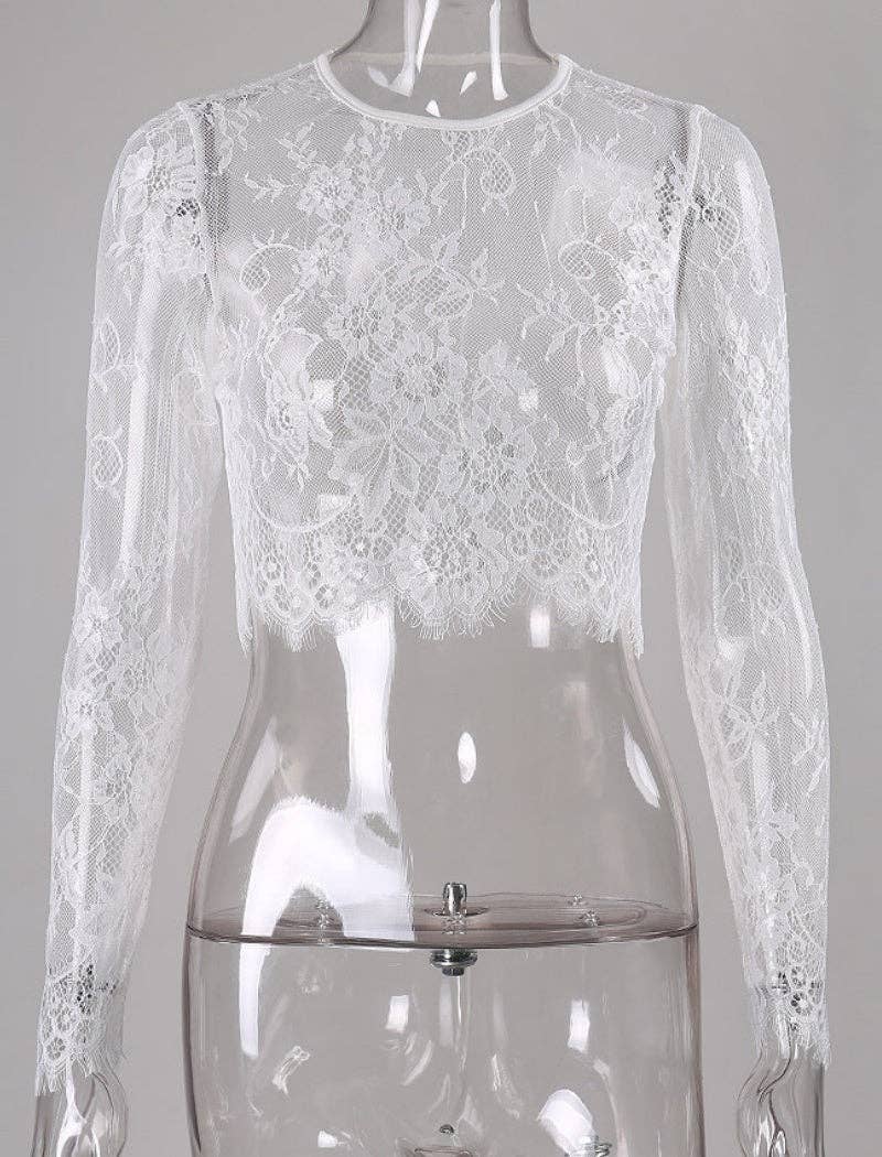 safistyle – wholesale Blouse – Women’s – Lace Long Sleeve Crop Top0