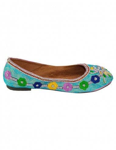 Kimago Look - Wholesale Flats - Women's - Light blue ballerina with embroidery and stones1