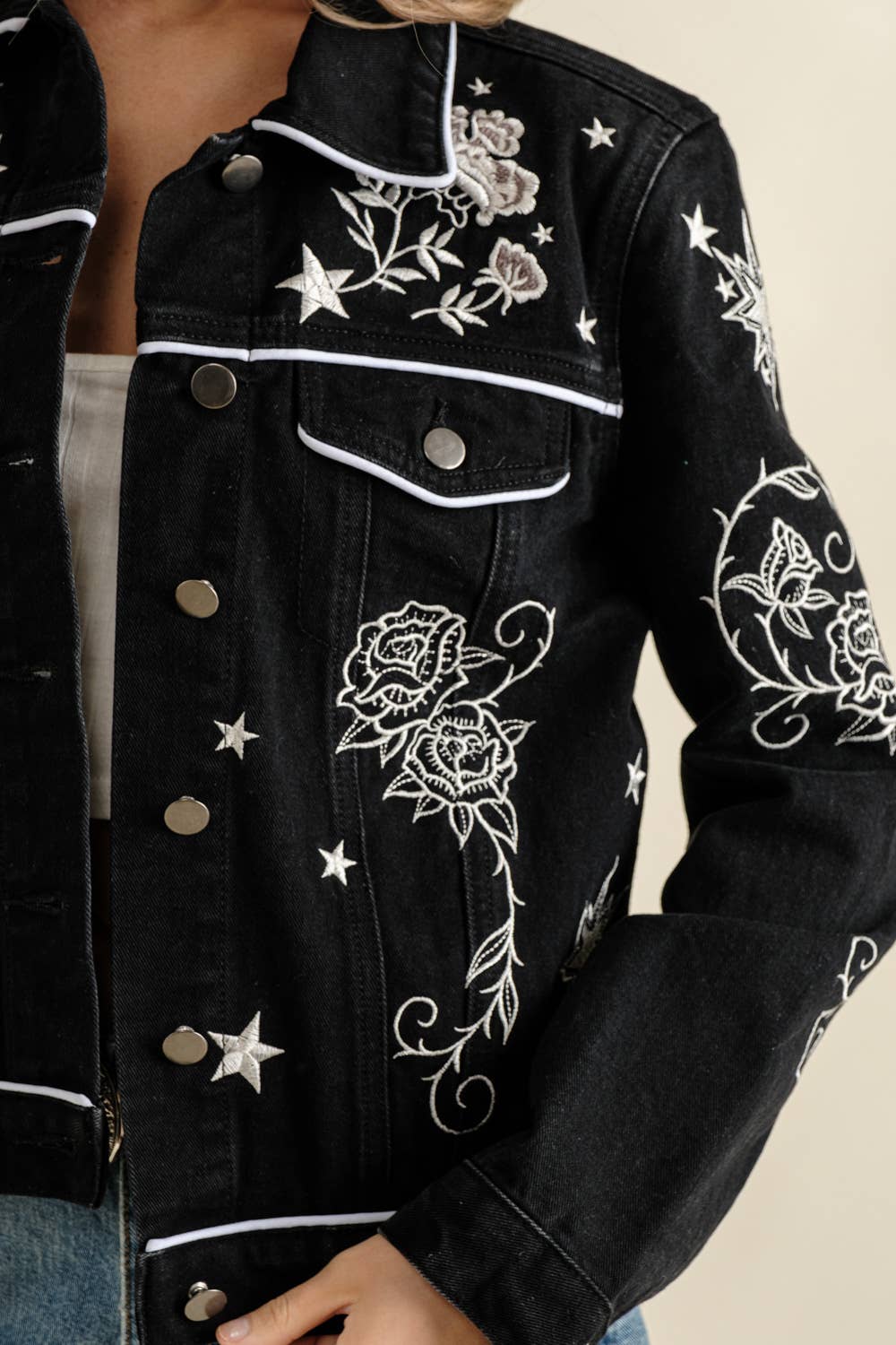 Blue B - Wholesale Denim Jacket - Women's - 17619J - Twill Denim Embroidered Western Button Up Jacket10