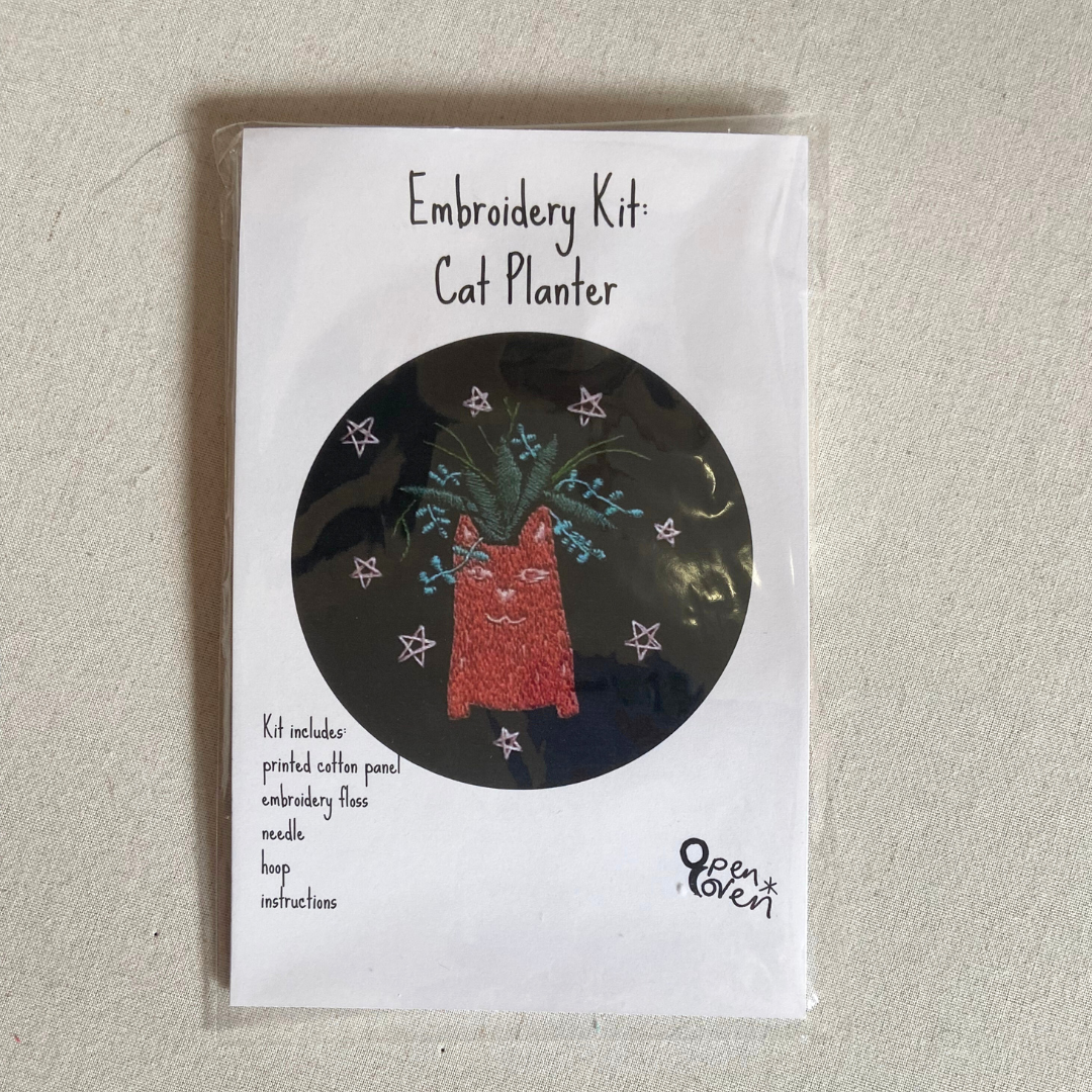 Open Coven - Wholesale Embroidery/Cross Stitch Supplies - Cat Planter 5 Inch Embroidery Kit1