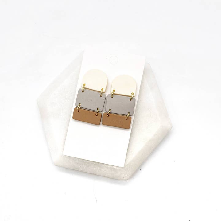 Baubles by B - Wholesale Dangle Earrings - Fall Layered Block Acrylic Earrings5