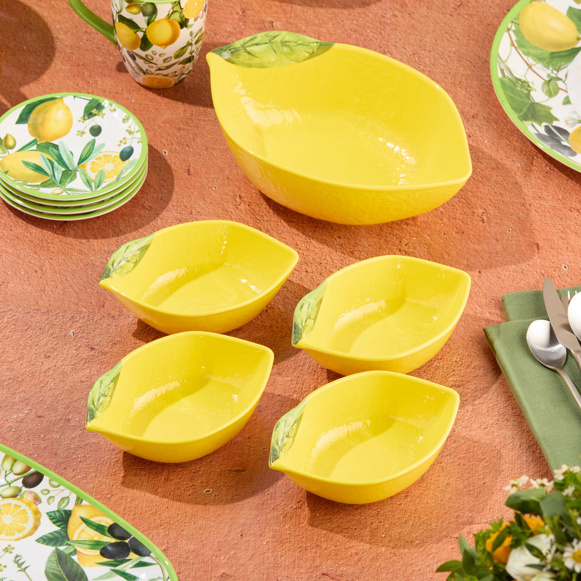 Certified International – wholesale Bowl – Lemon Zest Melamine - HW  3-D Lemon 5 pc. Bowl Set1