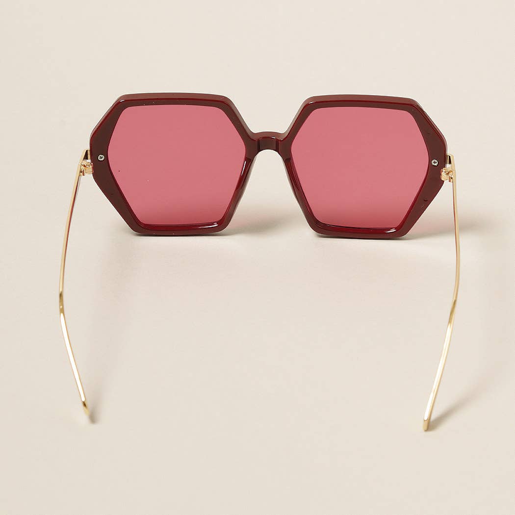  ASSORTED Women's Hexagonal Gold Leg Sunglasses for wholesale on Faire14